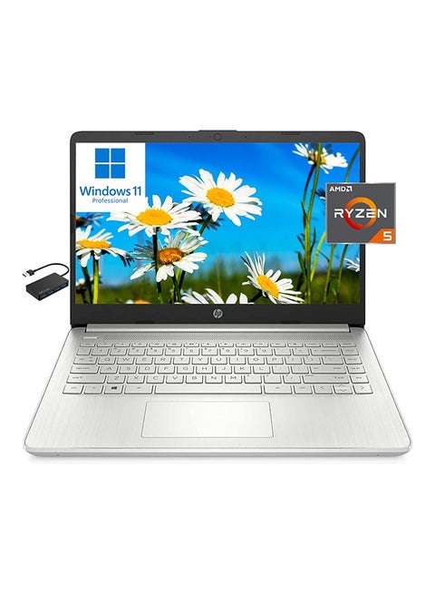 (Upgraded Version) Laptop With 14-Inch Display, AMD Ryzen 5 5500U Processor/16GB RAM/512GB PCIe SSD/AMD Radeon R5 Graphics/Windows 11 Pro With Hub English Natural Silver