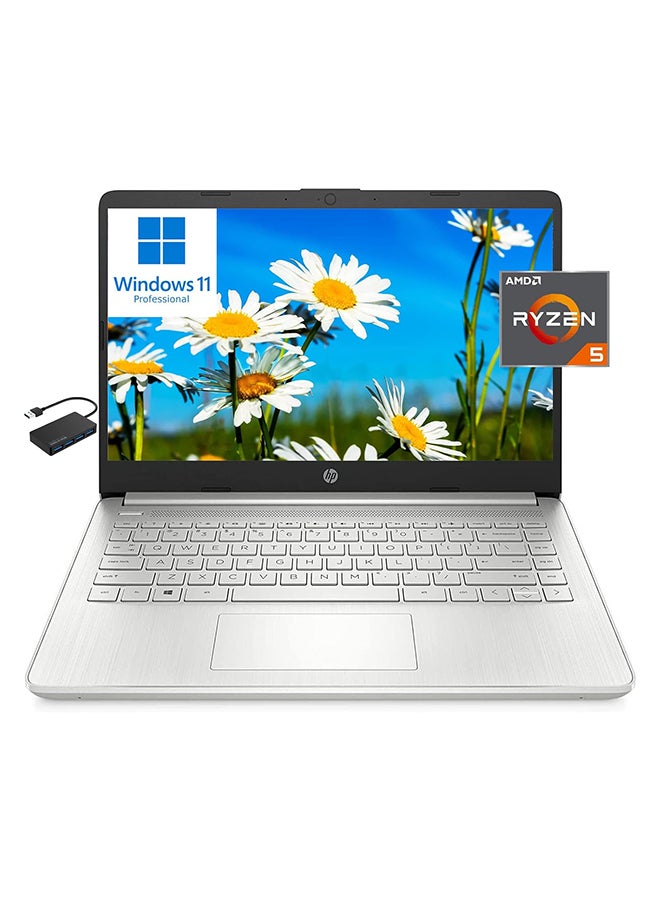 HP (Upgraded Version) Laptop With 14-Inch Display, AMD Ryzen 5 5500U Processor/8GB RAM/256GB SSD/AMD Radeon R5 Graphics/Windows 11 Pro With Battery English Natural Silver  - Image 1