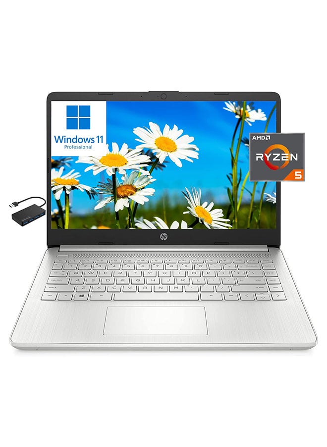 HP - (Upgraded Version) Laptop With 14-Inch Display, AMD Ryzen 5 5500U Processor/32GB RAM/1TB PCIe SSD/AMD Radeon R5 Graphics/Windows 11 Pro With Hub English Natural Silver - Image 1