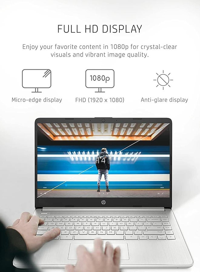 HP - (Upgraded Version) Laptop With 14-Inch Display, AMD Ryzen 5 5500U Processor/32GB RAM/1TB PCIe SSD/AMD Radeon R5 Graphics/Windows 11 Pro With Hub English Natural Silver - Image 1