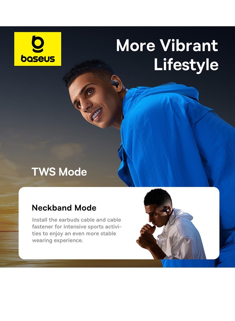 بيسوس - Eli Sport 1 سماعات أذن مفتوحة لتوصيل الهواء، سماعات بلوتوث 5.3 لاسلكية مع خطافات أذن، عمر بطارية 30 ساعة IPX4، سماعة رأس صوت ستيريو غامرة مقاومة للماء للتمرين/الجيم/الجري وغيرها الكثير - Image 1