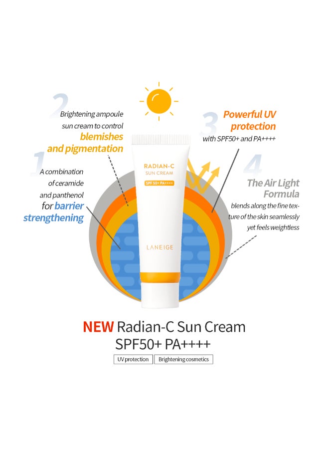 LANEIGE - Radian-C Sun Cream SPF 50+ Pa++++ White 50ml - Image 1