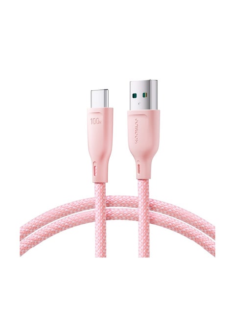 JOYROOM SA34-AC6 Multi-color Series 100W Fast Charging Data Cable (USB-A To Type-C ) 1M Pink