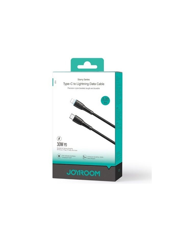 JOYROOM JOYROOM SA32-CL3 Starry Series 30W Fast Charging Data Cable (Type-C To Lightning) 1M Black  - Image 2