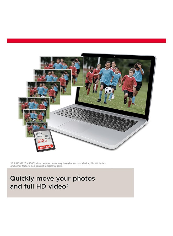 Sandisk 512GB Ultra SDXC UHS-I Memory Card - Up to 150MB/s, C10, U1, Full HD, SD Card - SDSDUNC-512G-GN6IN 512 GB  - Image 3