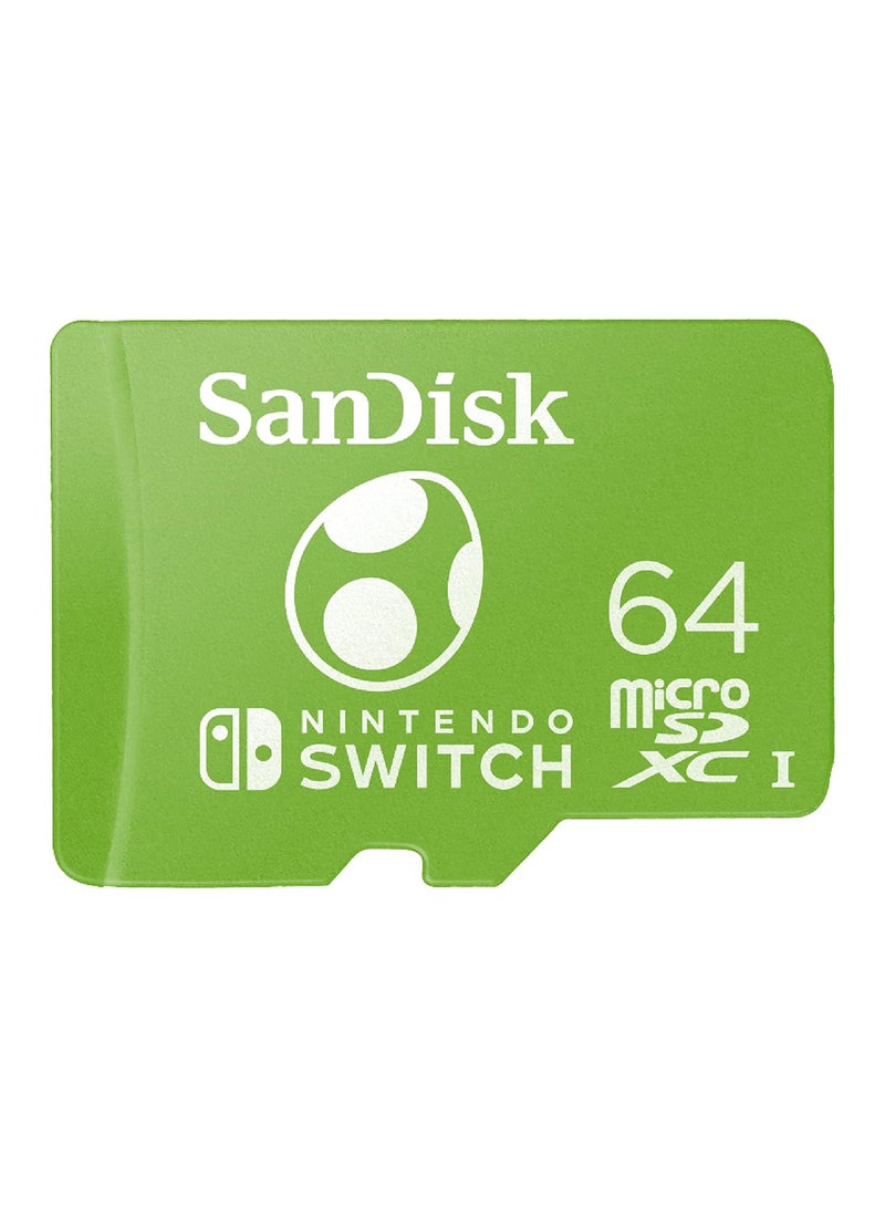 سانديسك - 64GB microSDXC-Card Licensed for Nintendo-Switch, Yoshi Edition Read speeds up to 100MB/s and write speeds up to 90MB/s - SDSQXAO-064G-GN6ZN 64 GB 64 GB - Image 1