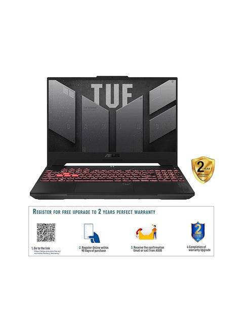 TUF Gaming A15 FA507NV-LP023W Laptop With 15.6-Inch Display, AMD Ryzen 7 7735HS Processor/16GB RAM/512 GB SSD/8GB Nvidia Geforce RTX4060 Graphics Card/Windows 11 Home English/Arabic Mecha Gray