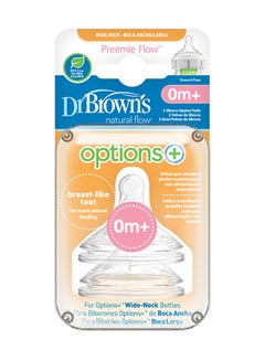 Dr. Brown’s Pack Of 2 Preemie Flow W-N Silicone Options+ Nipple  - Image 2