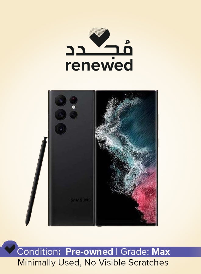 سامسونج تم تجديده - هاتف Galaxy S22 Ultra ثنائي الشريحة بلون أسود فانتوم وذاكرة وصول عشوائي (RAM) سعة 12 جيجابايت وذاكرة داخلية 256 جيجابايت يدعم تقنية 5G - الإصدار العالمي  - Image 1