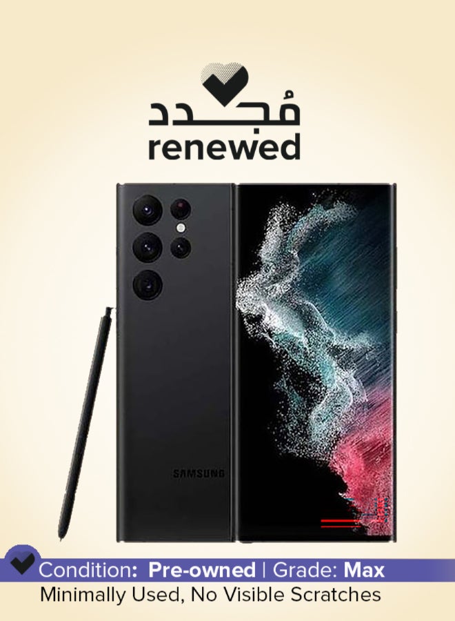 سامسونج تم تجديده - هاتف Galaxy S22 Ultra ثنائي الشريحة بلون أسود فانتوم وذاكرة وصول عشوائي (RAM) سعة 12 جيجابايت وذاكرة داخلية 256 جيجابايت يدعم تقنية 5G - الإصدار العالمي - Image 1