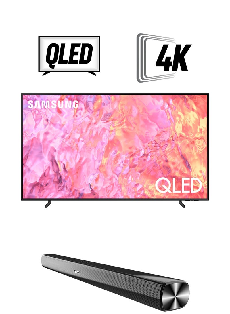Samsung 55 Inch QLED 4K Smart TV 2023 With JVC Soundbar 55Q60C+TH-N322B Titan Gray  - Image 1