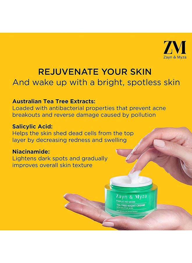 ZM Zayn & Myza - Tea Tree Salicylic Acid Day Cream With Tea Tree Night Cream Unclog Pores And Dark Spots 100grams - Image 1
