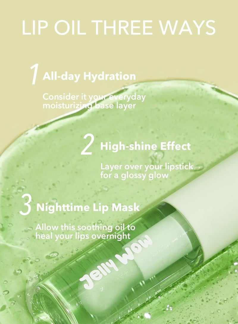 SHEGLAM Jelly Wow Hydrating Lip Oil- Green Apple Envy Green - Image 2
