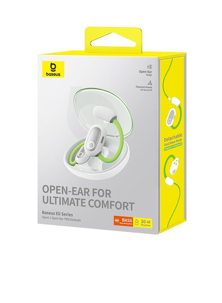Baseus - Eli Sport 1 Open Ear Air Conduction Earphones Bluetooth 5.3 Wireless Earbuds With Earhooks 30H Battery Life IPX4 Waterproof Immersive Stereo Sound Headphone For Workout/Gym/Running And Many More Green - Image 1