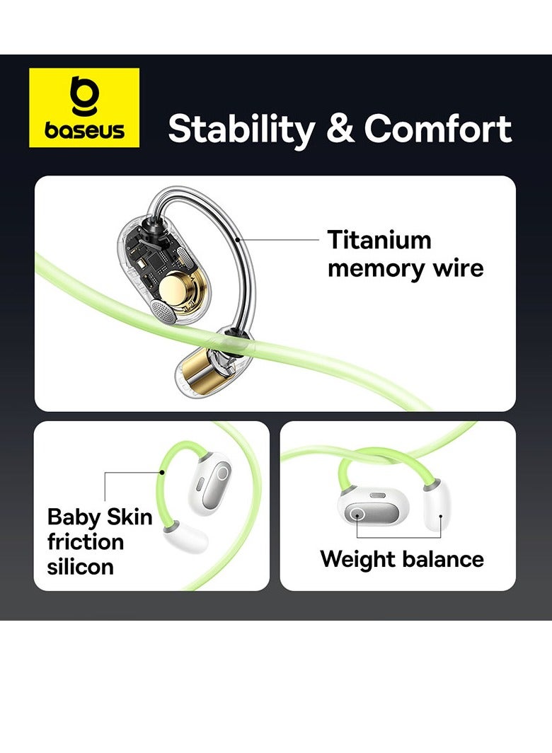 Baseus - Eli Sport 1 Open Ear Air Conduction Earphones Bluetooth 5.3 Wireless Earbuds With Earhooks 30H Battery Life IPX4 Waterproof Immersive Stereo Sound Headphone For Workout/Gym/Running And Many More Green - Image 1