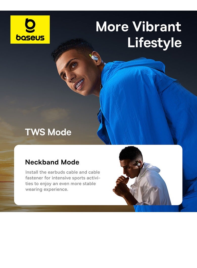Baseus - Eli Sport 1 Open Ear Air Conduction Earphones Bluetooth 5.3 Wireless Earbuds With Earhooks 30H Battery Life IPX4 Waterproof Immersive Stereo Sound Headphone For Workout/Gym/Running And Many More Green - Image 1