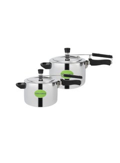 Royalford Aluminum Pressure Cooker Combo-Equipped With Improved Pressure Regulator And Inner Lid/ Durable Construction With Firm And Comfortable Handles/ Non-Induction Base 3 Liters + Silver 5.0Liters  - Image 2
