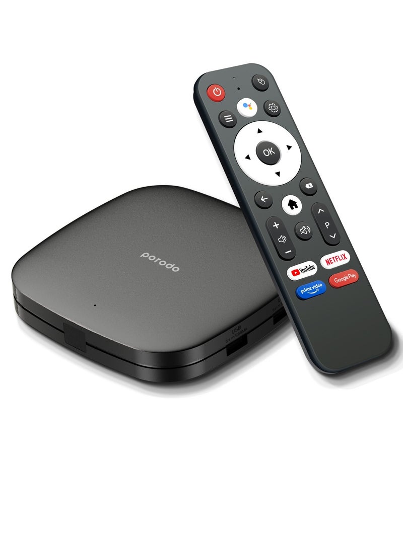 porodo Android TV Box 1080P 2GB RAM 8GB ROM Support 4K - Black  - Image 1