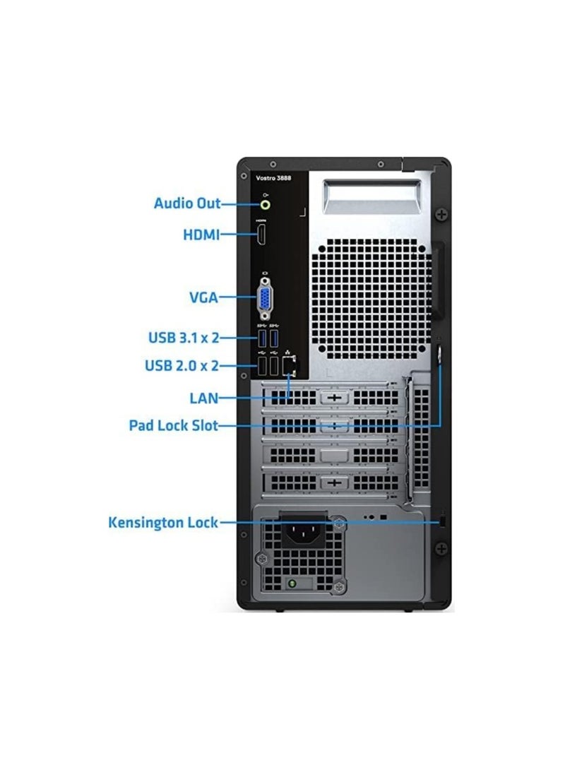 DELL - Vostro 3910 Business Desktop PC With Intel Core i7-12700 Processor/8GB DDR4 RAM/512GB NVME SSD/1TB HDD/Windows 11 Pro/Integrated Intel Card HDMI VGA/ Black - Image 1