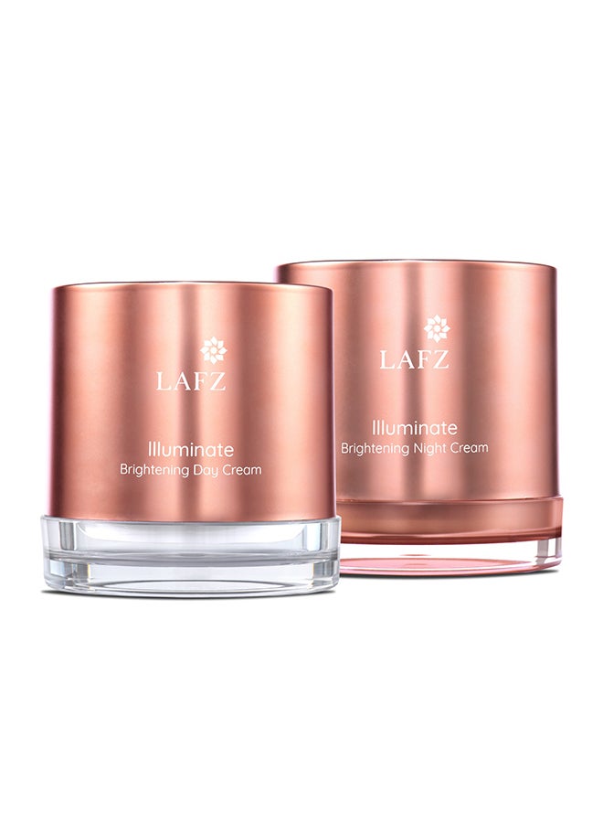 LAFZ Organix Illuminate Brightening Combo of Day and Night Cream, Halal And Vegan 100grams 