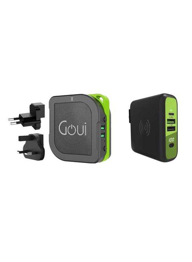 جوي بكج (2x بيوني 3 في 1) باور بانك (5200mAh) + مكبر صوت بلوتوث + شاحن حائط – حل شحن وصوت محمول ومتعدد الوظائف - باللون الأسود  - Image 1
