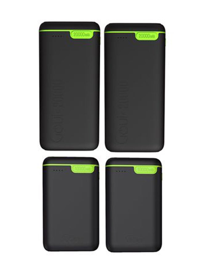 Goui - Kigo 2 x 10,000mAh & 2 x 20,000mAh Portable Power Bank Bundle – High-Capacity, Dual Charging Design for Smartphones, Tablets, Garmin Devices, MP3/MP4 Players, and Bluetooth Devices – Convenient, Compact, and Travel-Friendly for Instant Power Anytime, Anywhere Black - Image 1
