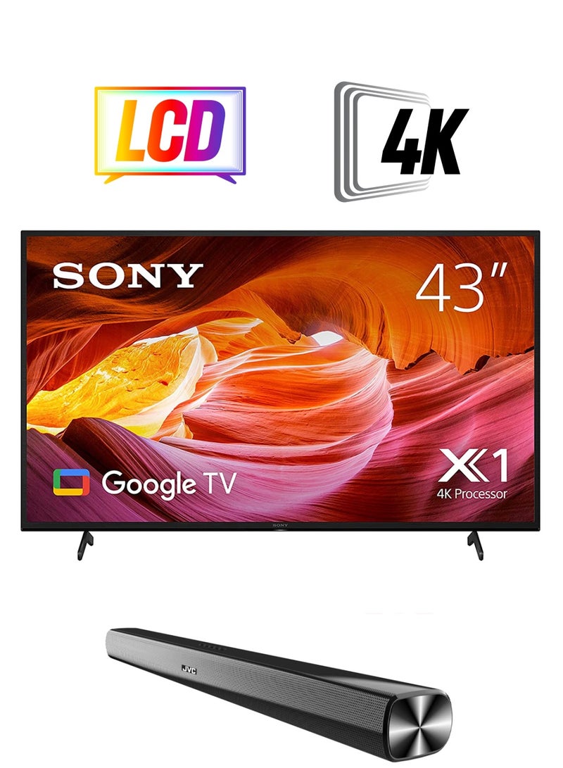 Sony 43 Inch HDR Google TV In 4K With A Billion Colors With JVC Soundbar KD-43X75K  +TH-N322B Black  - Image 1