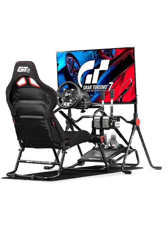 next level RACING - GTLite Pro Racing Cockpits Foldable And Rollaway Design Entry-Level DD Wheelbases Up To 13 Nm Shifter Support Included Foam-Padded Backrest - Image 1