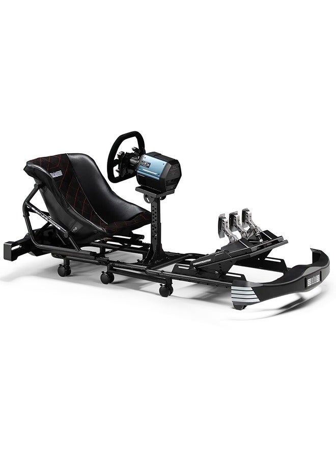 next level RACING Go Kart Plus Adjustable Seat Custom-Designed Go Kart Style Seat Ranging from 110 - 200cm Lockable Castor Wheels Premium Fabric Cover, Black - Image 1