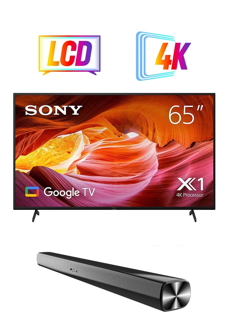 Sony - 65 Inch HDR Google TV In 4K With A Billion Colors With JVC Soundbar KD-65X75AK  +TH-N322B Black - Image 1