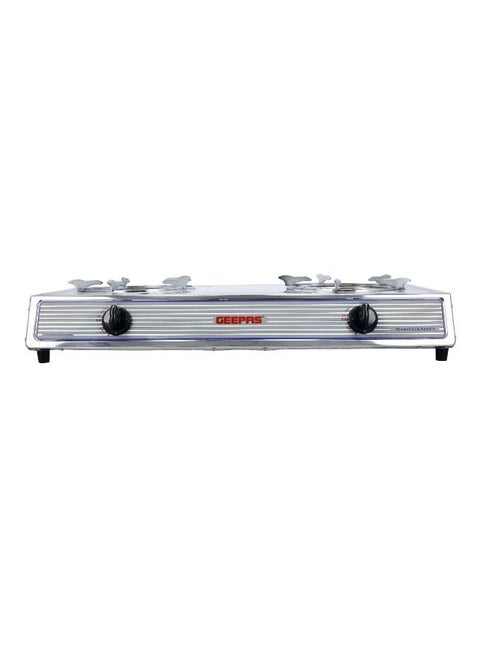 Stainless steel Gas Cooker With 2 Cast Iron Burners / Electroplated Frying Pan Support / Low Gas Consumption And Efficient Auto Ignition System For Burners / LPG Stove GK5605N Multicolor