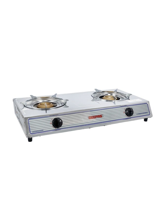 GEEPAS - Stainless steel Gas Cooker With 2 Cast Iron Burners / Electroplated Frying Pan Support / Low Gas Consumption And Efficient Auto Ignition System For Burners / LPG Stove GK5605N Multicolor - Image 1