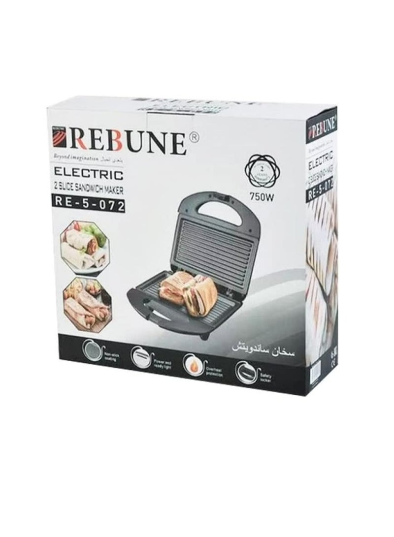 ريبون باقة فطور الصباح مع سخان الساندويتش وصانع رغوة الحليب بقدرة 1400 وات RE-5-072+RE-6-033 أسود - Image 5