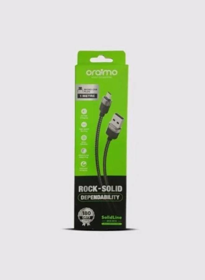 Oraimo OCD-M72 SolidLine 2A 1M Fast Charging Cable-Micro USB Black - Image 3