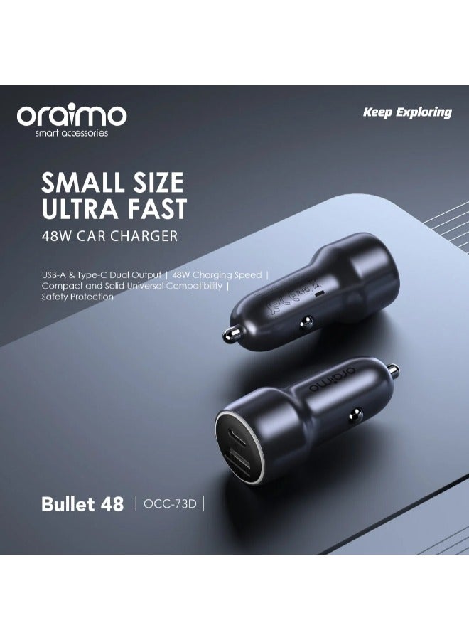 OCC-73D, 48W Fast Charging USB Car Charger Silver