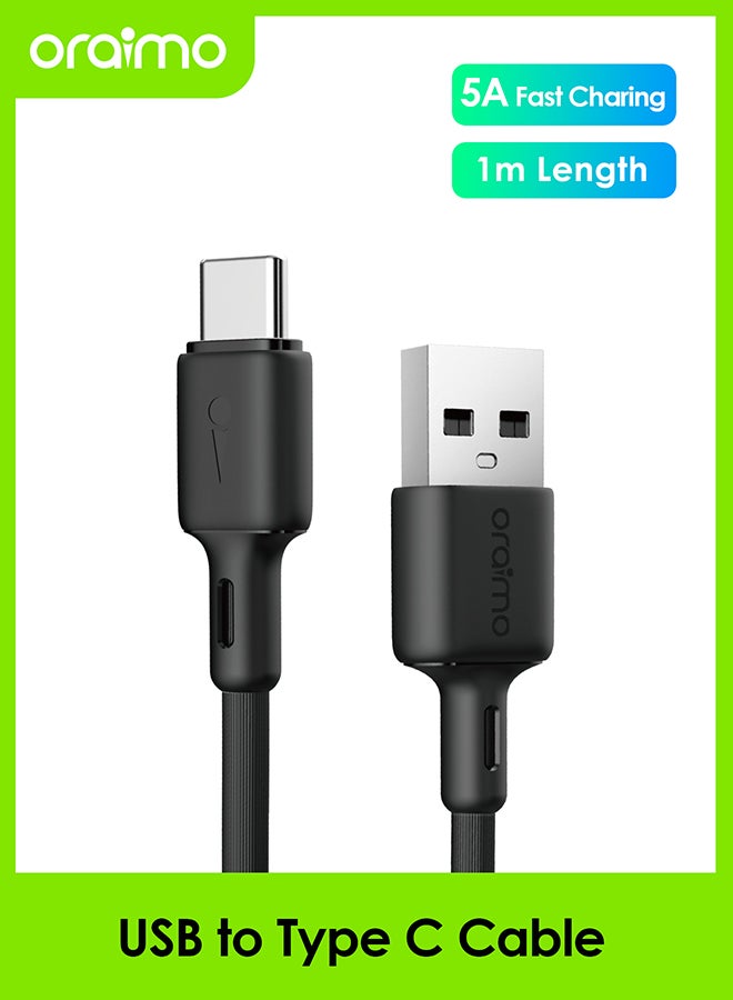 Oraimo FastLine 3 Mobile Phone USB Cables ,5V 5A Cable Super Fast Charging USB to Type-C Cable, 1M Cable Black Black - Image 1