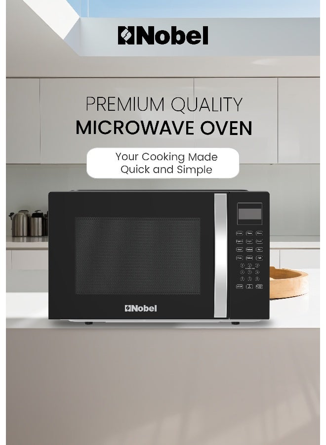 Nobel 42 Liters Capacity Microwave Oven, Membrane Control, Defrost Setting, 8 Auto Menu Cooking, 10 Power Levels, Silver Handle Door Opening with 1 Year Warranty 42 L 1500 W NMO55D Black - Image 3