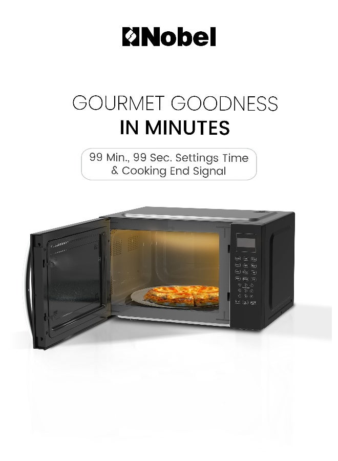 Nobel 42 Liters Capacity Microwave Oven, Membrane Control, Defrost Setting, 8 Auto Menu Cooking, 10 Power Levels, Silver Handle Door Opening with 1 Year Warranty 42 L 1500 W NMO55D Black - Image 4