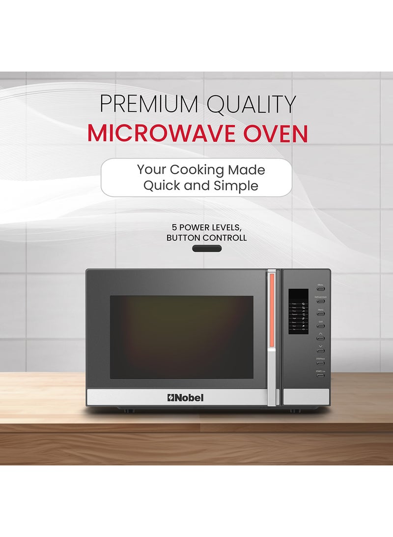 Nobel - 23 Liters Microwave Oven Button Control, 60mins Setting Time, 5 Power Levels, Cooking End Signal, Defrost Setting with 1 Year Warranty 23 L 1000 W NMO30D Black - Image 1