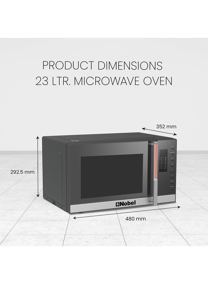 Nobel - 23 Liters Microwave Oven Button Control, 60mins Setting Time, 5 Power Levels, Cooking End Signal, Defrost Setting with 1 Year Warranty 23 L 1000 W NMO30D Black - Image 1