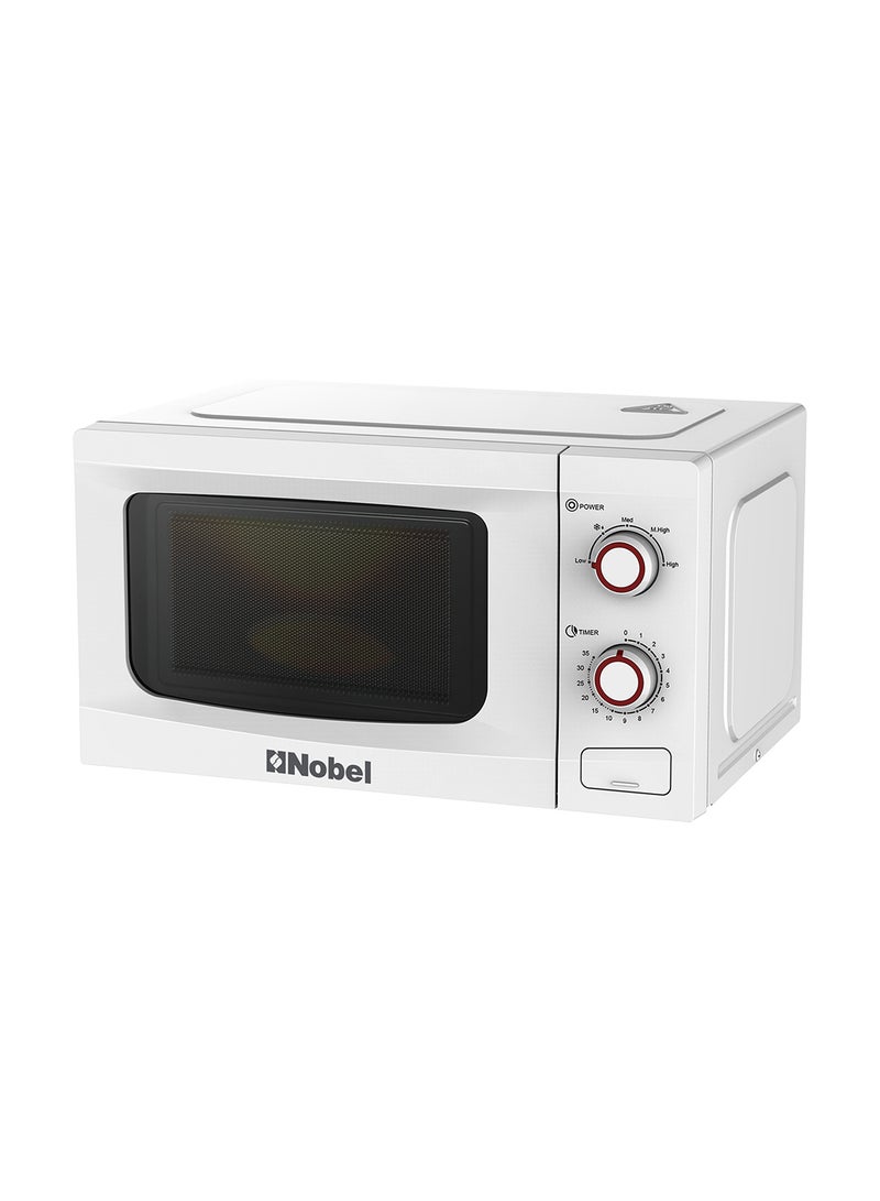 Nobel - 20 Liters Capacity Microwave Oven, Knobs Control, Push Button Door Opening, 35mins Setting Time, 5 Power Levels, Cooking End Signal, Defrost Setting with 1 Year Warranty 20 L 700 W NMO22M White - Image 1