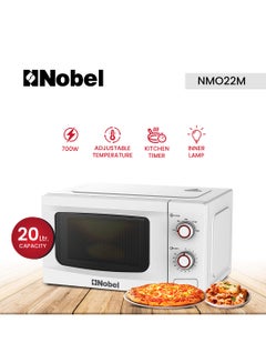 Nobel 20 Liters Capacity Microwave Oven, Knobs Control, Push Button Door Opening, 35mins Setting Time, 5 Power Levels, Cooking End Signal, Defrost Setting with 1 Year Warranty 20 L 700 W NMO22M White  - Image 2