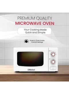 Nobel 20 Liters Capacity Microwave Oven, Knobs Control, Push Button Door Opening, 35mins Setting Time, 5 Power Levels, Cooking End Signal, Defrost Setting with 1 Year Warranty 20 L 700 W NMO22M White  - Image 3