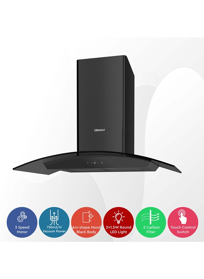 90cm Built-in Hoods with 3 Speeds Touch Control Switch with Digital Display with Metal Motor House And Metal Fan Nobel NCH8931 Black - pnsku/N70046970V/45/_/1709707608/e1d15bc8-d391-4dba-b40d-14f233ebf2da