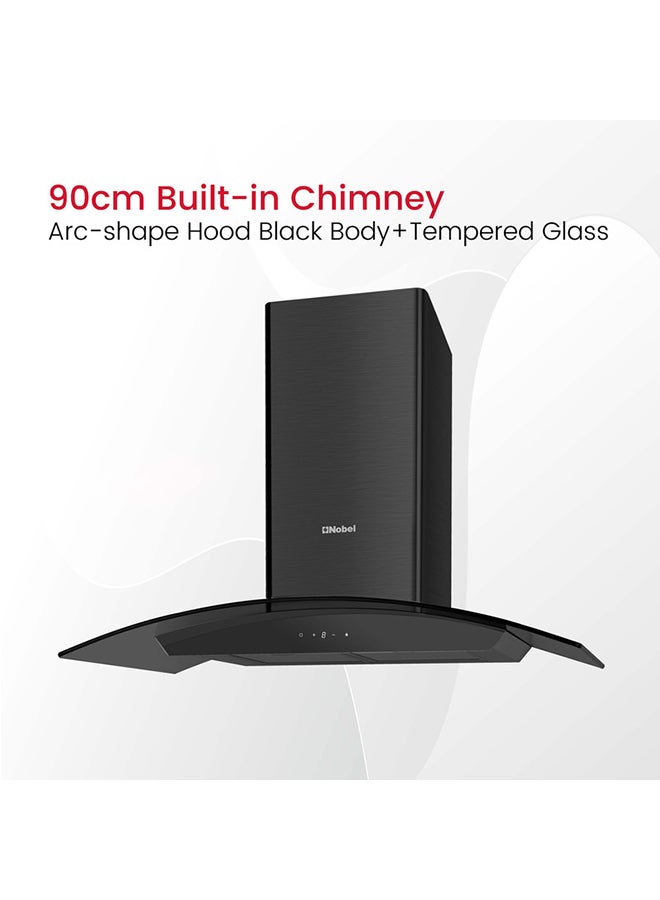 Nobel 90cm Built-in Hoods with 3 Speeds Touch Control Switch with Digital Display with Metal Motor House And Metal Fan Nobel NCH8931 Black  - Image 5