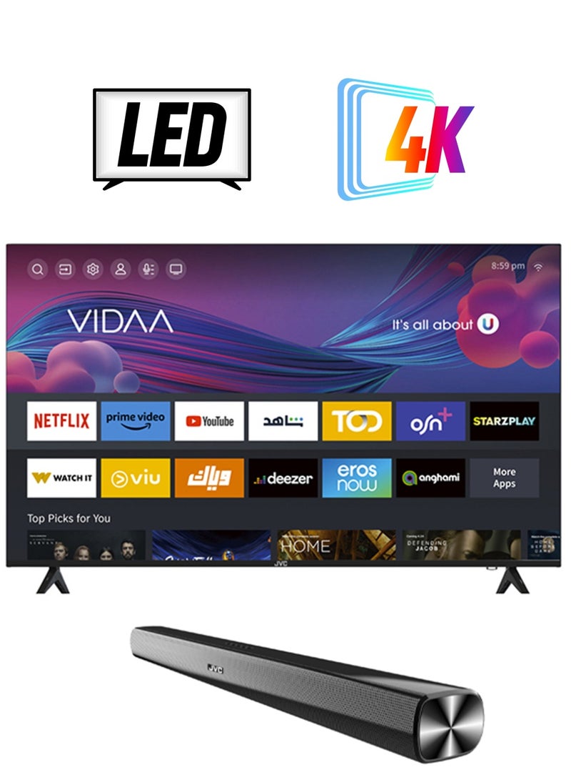 جي في سي تلفزيون ذكي 58 بوصة بدقة 4K UHD بدون حواف مدعوم من Vidaa مع مكبر صوت JVC  - Image 1