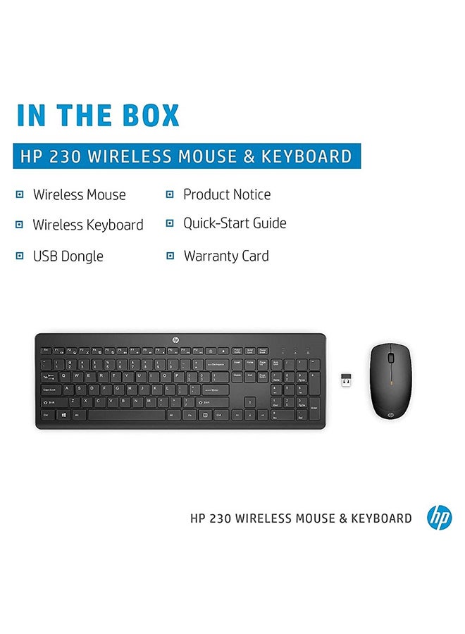 HP 230 Wireless Keyboard And Mouse Combo Set, 1600 Dpi, English Arabic, 18H24AA#ABV Black  - Image 4