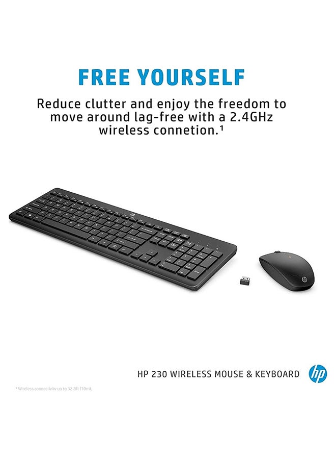 HP 230 Wireless Keyboard And Mouse Combo Set, 1600 Dpi, English Arabic, 18H24AA#ABV Black  - Image 3
