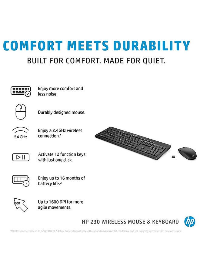 HP 230 Wireless Keyboard And Mouse Combo Set, 1600 Dpi, English Arabic, 18H24AA#ABV Black  - Image 5
