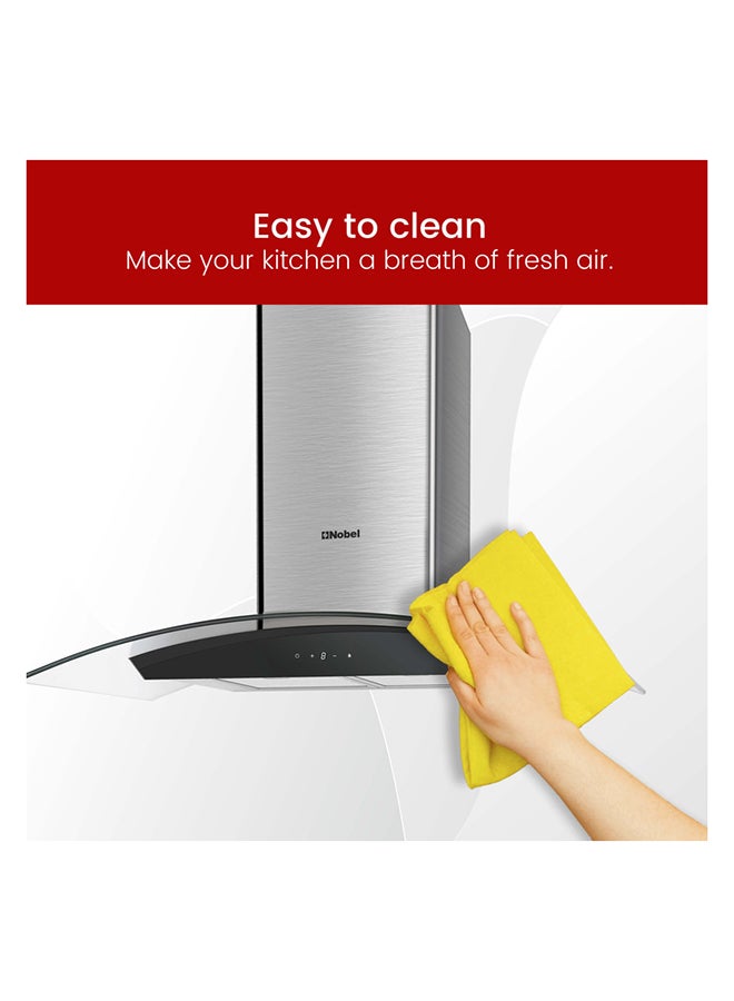 Nobel - 90Cm Built-In Hoods With 3 Speeds, Touch Control, Digital Display, Aluminum Foil Pipe With Carbon Filter, Stainless Steel Baffle Filter Nobel NCH90CG Silver - Image 1